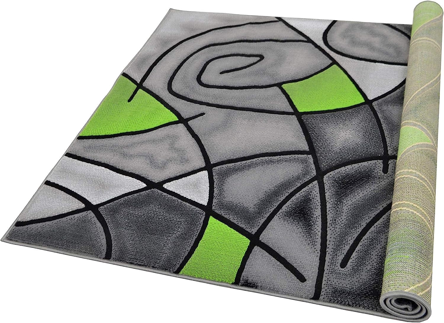 YHSF Modern Contemporary Area Rug for Living Room, Bedroom, and Office – Elegant Thick Carpet for Dining Room, Kitchen, & Hallways – Washable - Home Decor - Water Repellent - Electric Green(8x10 ft.)