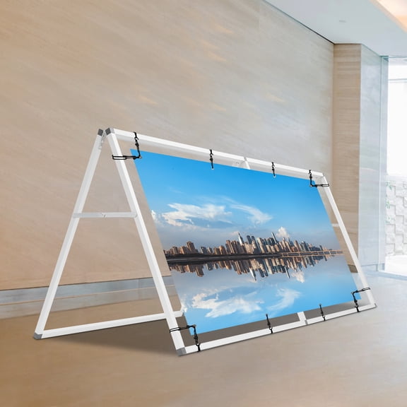 Silver Aluminum Alloy A-Shaped Frame 7*3 Feet Double-Sided Poster Stand Portable Advertising Display Stand