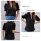 thumbnail image 3 of Blusas Con Pompones ANGGREK Camisa de Manga Corta Abullonada de Gasa Casual Verano Negro S, 3 of 6