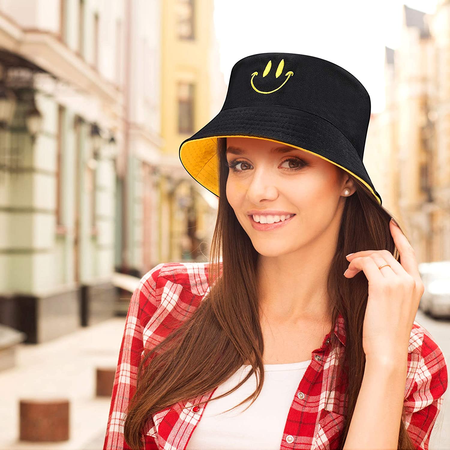 Unisex Smile Face Bucket Hat Summer 