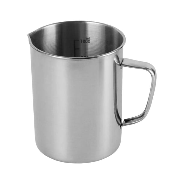 Jarra medidora de acero inoxidable de 1000 ml (34 ) de gran capacidad para espumar leche, ideal para espresso, latte y repostería.