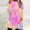 thumbnail image 5 of Womens Long Sweatshirts Sherpa Fleece Tunic Tops with 2 Pockets Tie Dye Multicolor Casual Trendy Fuzzy Sweaters (M, Hot Pink), 5 of 5