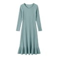 thumbnail image 4 of Bxsruta Womens Long Sleeve Midi Dress Ribbed Crew Neck Casual Pleated Dresses for Women, 4 of 6