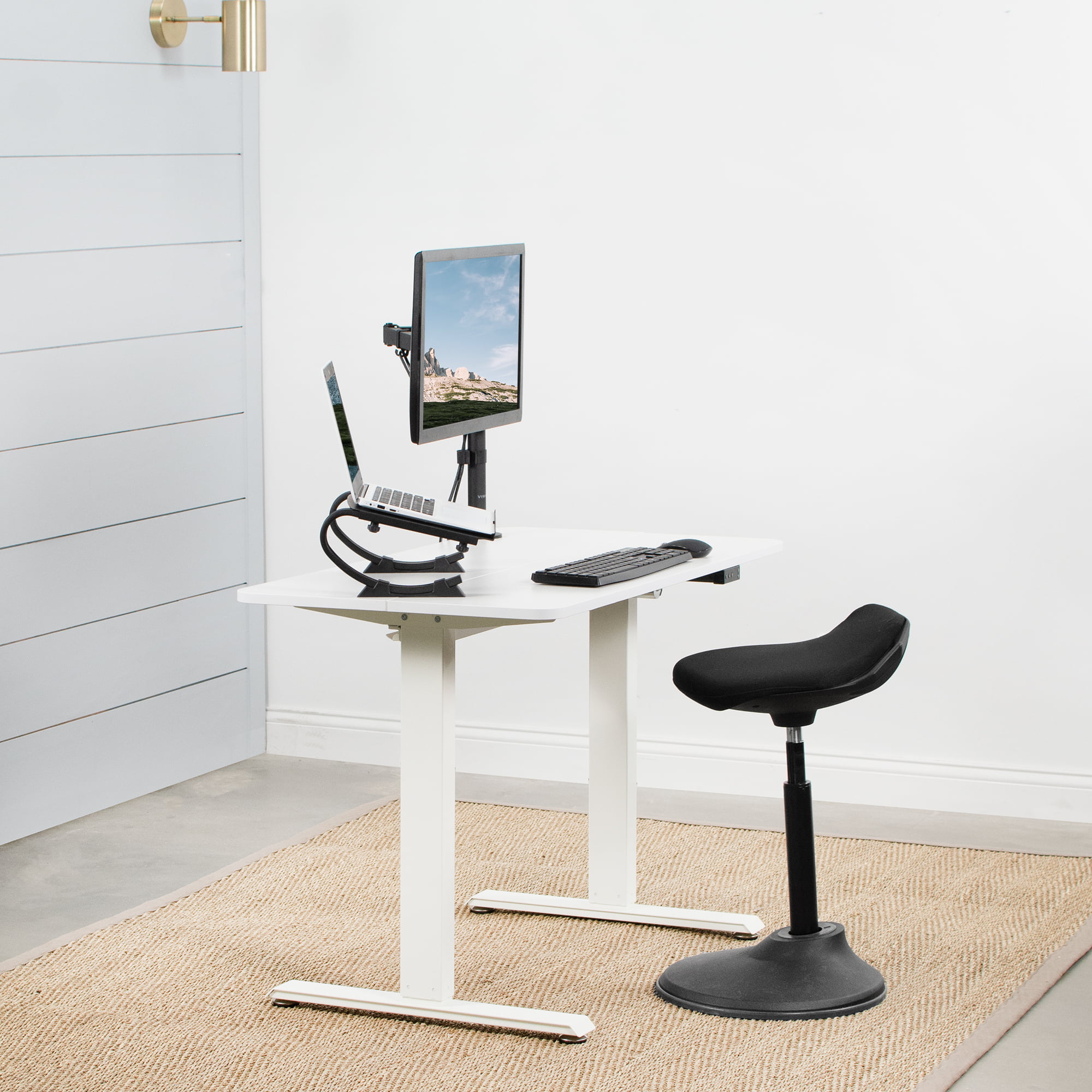 Height Adjustable Workstation VIVO Black Electric 44"x 24" Sit Stand Desk 