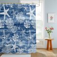 thumbnail image 4 of Navy Blue Coastal Shower Curtains for Bathroom, Summer Beach Ocean Coral Starfish Waterproof Fabric Shower Curtain, Decorative Bathroom Curtain for Bathtub, 66"x72" , No Hooks Included, 4 of 9
