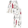 thumbnail image 4 of Suhoaziia Sleepwear for Women Pajama Set Warmth Pajamas Sets Round Neck Nightwear Casual Sleep Suit 2-Piece Outfits Christmas Tree Long Sleeve Top & Pants Fit Size 3XL, 4 of 5