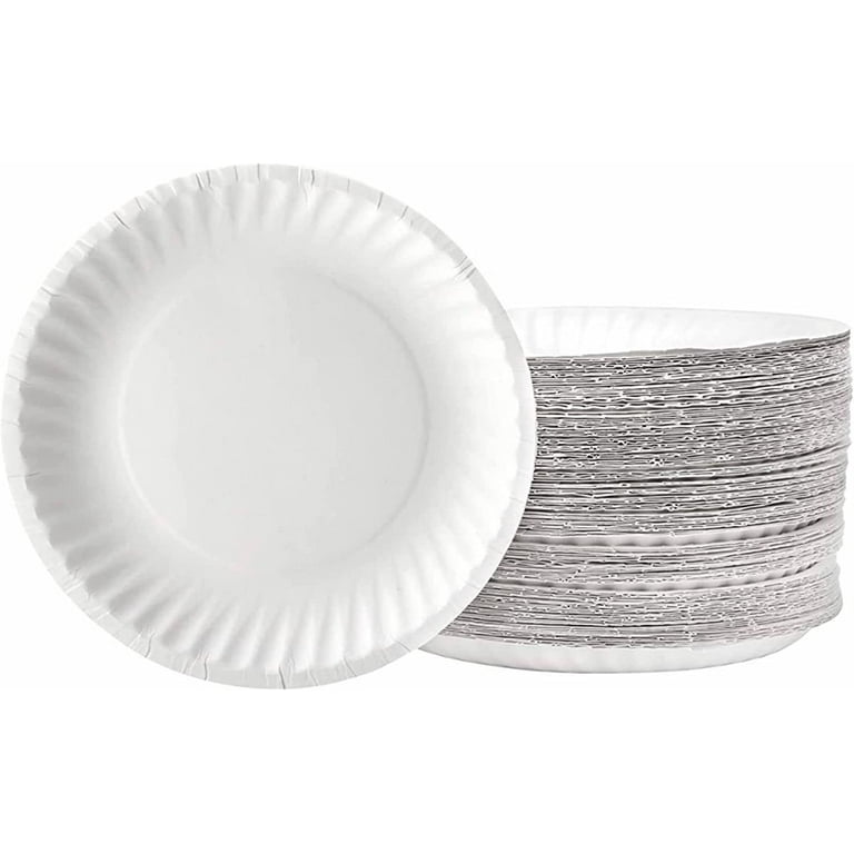 [800 Pack] White Disposable Paper Plates 7 inch by EcoQuality - Perfect for Parties, BBQ, Catering, Office, Event's, Pizza, Restaurants, Recyclable