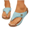 thumbnail image 4 of Xfvqtps Womens Orthopedic Wedge Sandals Flip Flop Metal Decor Soft Sole Non Slip Breathable Slip on Casual Shoes for Spring Summer, 4 of 9