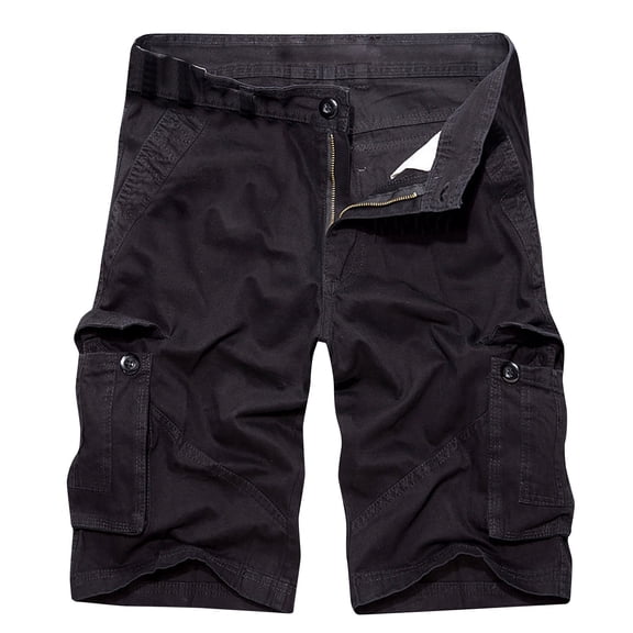 HOOMEUMY Men's Cargo Shorts Cotton Baggy Straight Military Work Shorts with Pockets Plus Size Black Gray Army Green Black XL