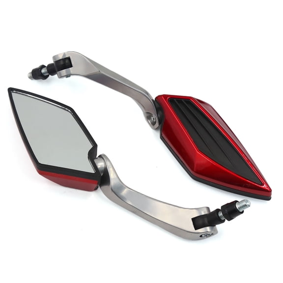 Unique Bargains 1Pair Universal Motorcycle Red Black Frame Rearview Side Mirror 8mm 10mm Thread