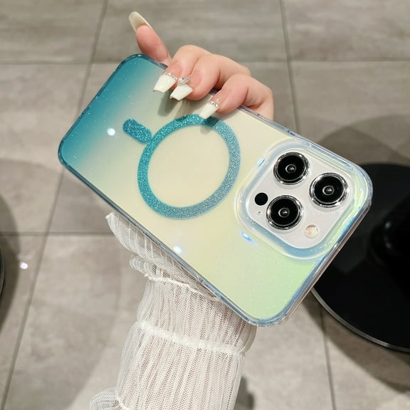 Magnetic Back Case for Apple iPhone 16 Pro Max, Gradient Color Shockproof Anti-Scratch Translucent Stylish Phone Case for iPhone 16 Pro Max, Green