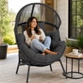 thumbnail image 3 of Dovov Oversized Egg Chair with Thick Cushion, Indoor Outdoor Wicker Patio Lounge Chair, 550 lb Capacity Rattan Basket Chair for Porch, Garden, Balcony, Living Room, Gray, 3 of 15