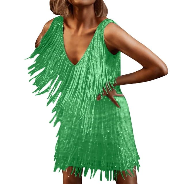 Ketyyh-chn99 Robes Fluides pour Femmes Robe de Mariée Col en V Unie Robe de Fête Formelle Évasée Élégante Robe Florale Invitée de Mariage Vert,m