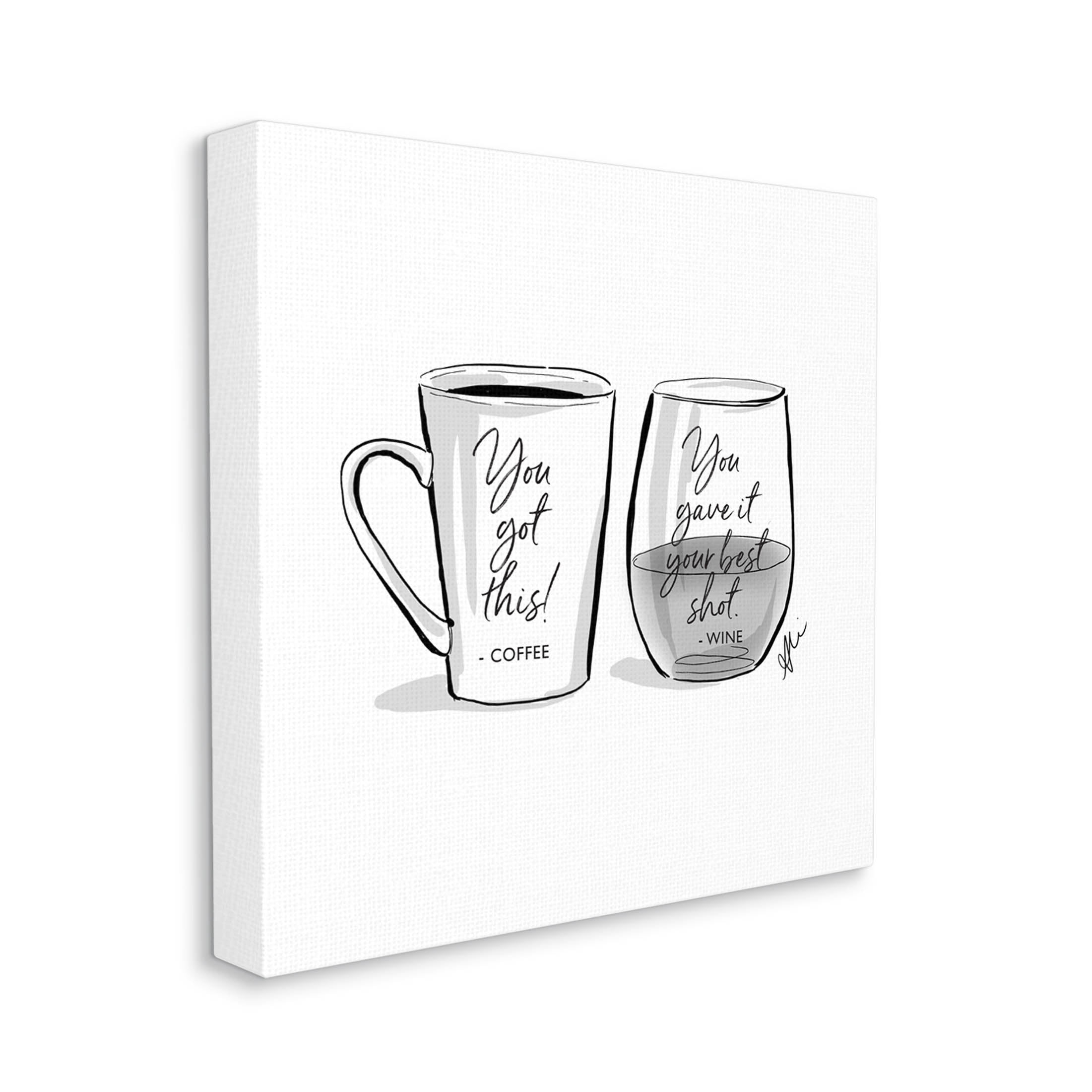 Stupell Industries Funny Coffee & Wine Phrase Graphic Art Gallery Wrapped Canvas Print Wall Art, Design by Alison Petrie