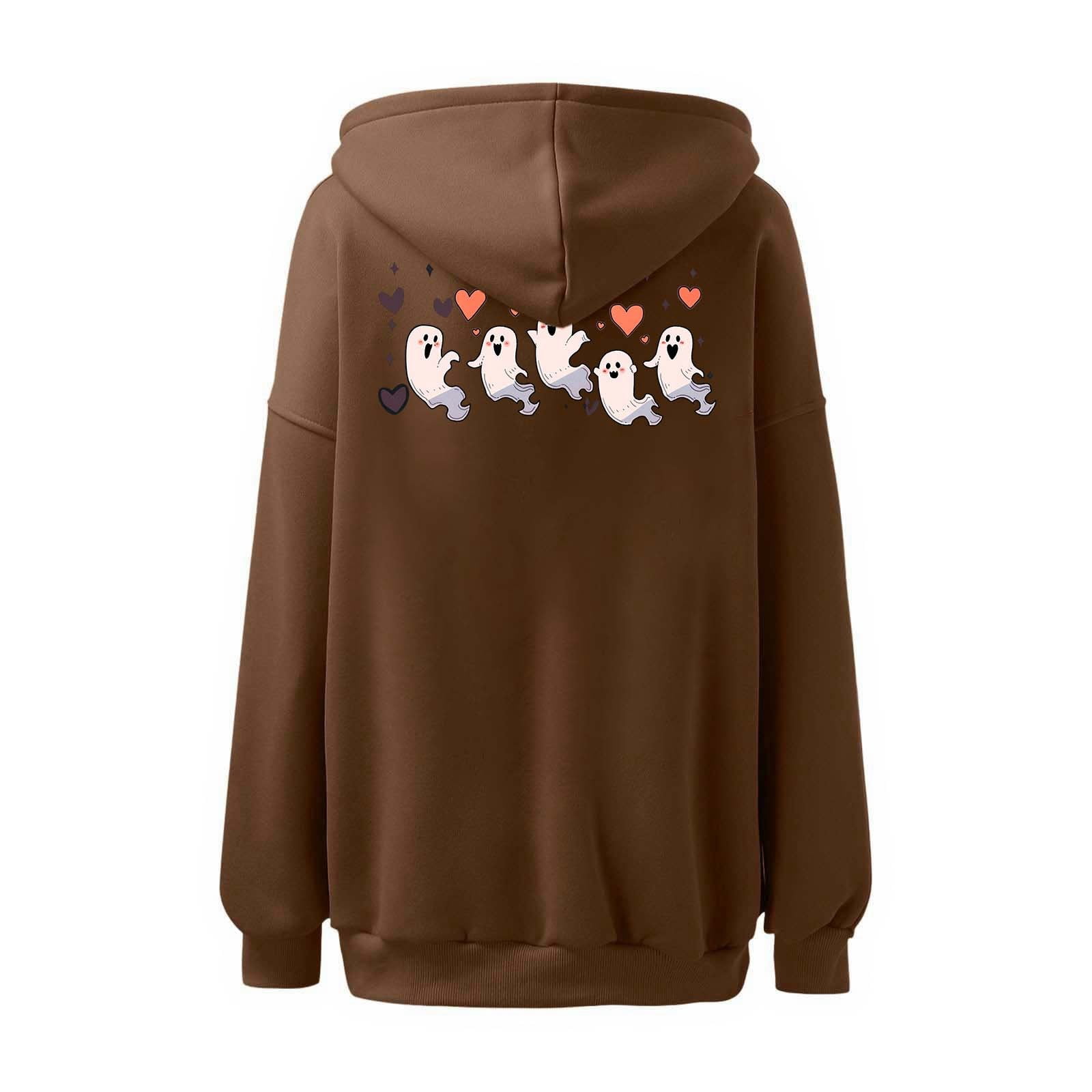 And Winter Fashion Cute Printed Women's Hooded Sweatshirt Without Pockets Zip up Hoodie Womens Women's Hooded Sweatshirt Clothe Sweatshirt Long Sleeve Button down Sweatshirt Sweatshirt Women Pullover