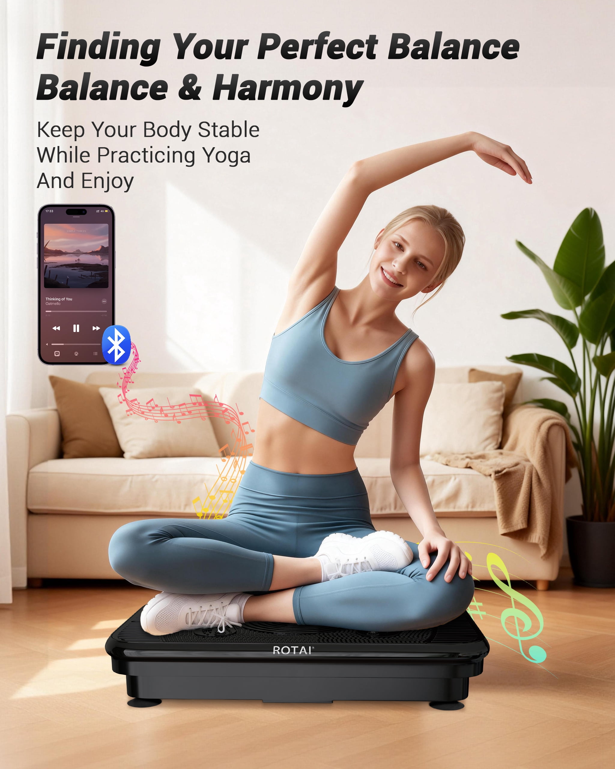 Vibration Plate Exercise Machine for Lymphatic Drainage Massager & Weight Loss,400 lbs Capacity Whole Body Vibrating Shake Plate Workout ，Helps Burn Fat , with Resistance Bands & Remote ，Black