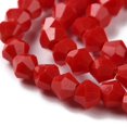 thumbnail image 3 of Opaque Solid color Imitation Jade Glass Beads Strands Faceted Bicone Red 4x4mm Hole: 0.8mm 80~85pcs/strand 30~32cm, 3 of 4