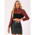 thumbnail image 3 of DARING DIVA Women's Faux Leather Cropped Zipper Front Moto Jackets XL Dark Red, 3 of 6
