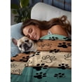 thumbnail image 3 of Green Brown Paw Print Queen Size Flat Sheet, Wrinkleproof & Fadeproof Cooling Flat Bed Sheet Only, Vintage Farmhouse Country Wooden Grain Breathable Soft Bedding Top Sheets 90 x 102 Inches, 3 of 8