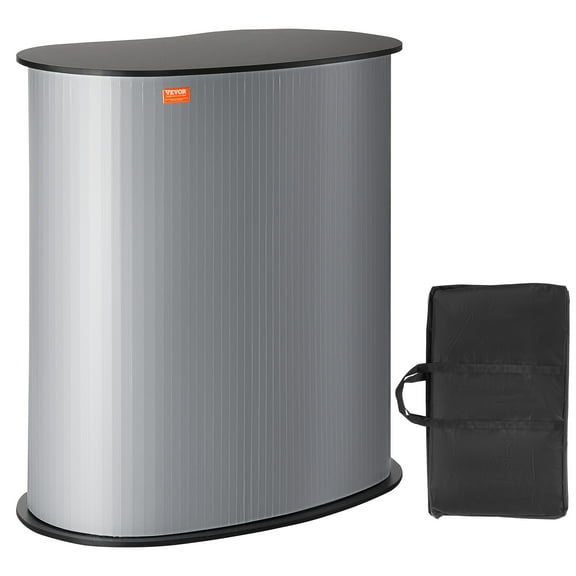 VEVOR Portable Tradeshow Podium Table, 35.43" x 19.29" x 37.01", Display Exhibition Counter Stand Booth Fair with Wall, Foldable Promotion Retail Bar Table Pop Up Podium Counter with Carrying Bag