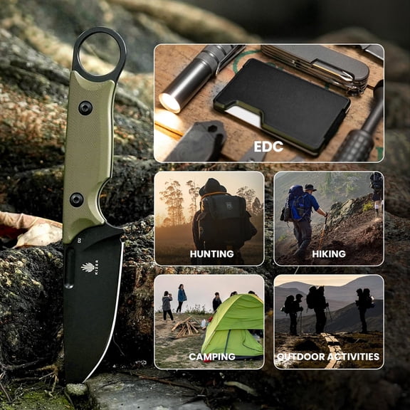 Kizer Cabox D2 Steel Fixed Blade Hunting Knife, 3.36 inch, G10 Handle with Sheath, Survival & EDC