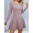thumbnail image 6 of Long-Sleeved Sweater Dress, Autumn Dress, Round Neck, High Waist, Slim Dress, Women'S Casual Dress Lotus Pink S, 6 of 8