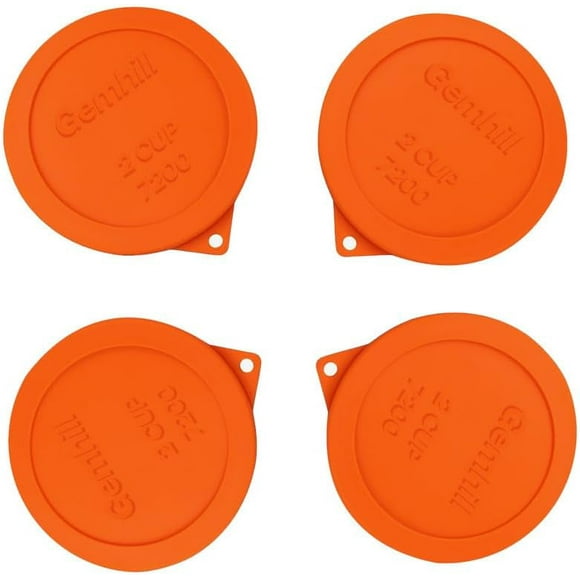 shiyou-2 Cup Silicone Storage Cover Lids Replacements for Round Anchor Hocking Glass Bowls and Pyrex 7200-PC Glass Bowls |Container not Included|(Orange, 4 Pack)