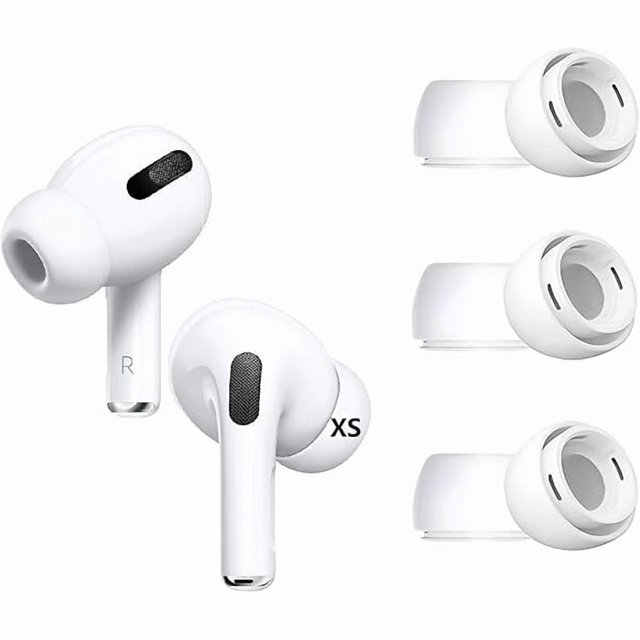 wonima11 XS Size Ear Tips Earbuds Covers Ear Caps Eartips Earpads Compatible with Apple AirPods Pro 2 and AirPod Pro 1, Silicone Tips, Fit in Case, 3 Pairs White XS