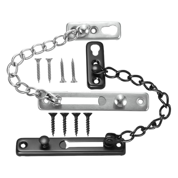 2 cerraduras de cadena para puerta interior, de acero inoxidable resistente, antirrobo, para puertas delanteras y ventanas.