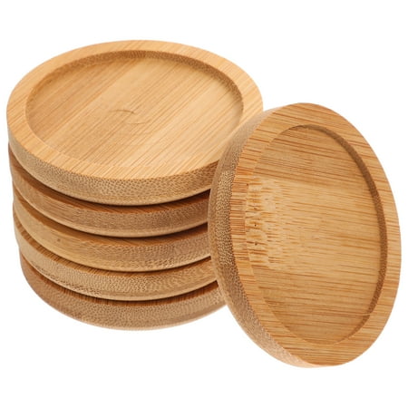 

6Pcs Round Coasters Bamboo Coasters Drink Cup Pads Saucers pads Coffee Mug Coasters