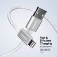 thumbnail image 4 of Powertek USB-A to Lightning Cable, Fast Charging iPhone Charger Cord, Durable Tangle-Resistant Sync Cable, White Glitter, 6FT, 4 of 7