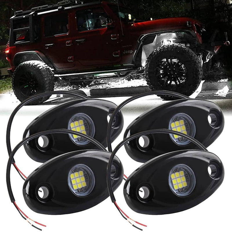 8Pcs 9LED Super Bright Rock Light Kit LED Waterproof LED Neon Underglow Light for Off Road Truck Boat White