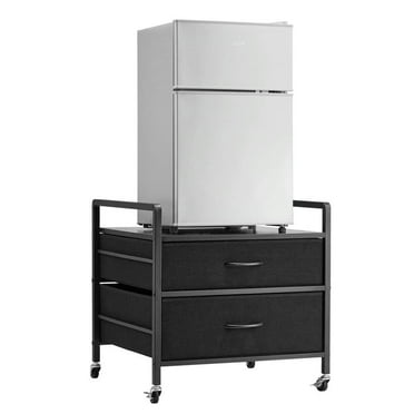 Choco Moon Mini Fridge Stand with Storage, 176 lbs Mini Fridge Table with 2 Drawers, Black