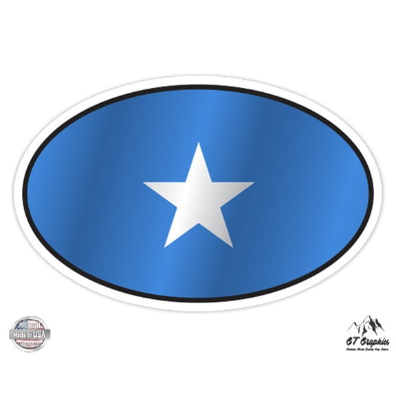 Somalia Flag Oval - 3" Vinyl Sticker - For Car Laptop I-Pad Phone Helmet Hard Hat - Waterproof Decal