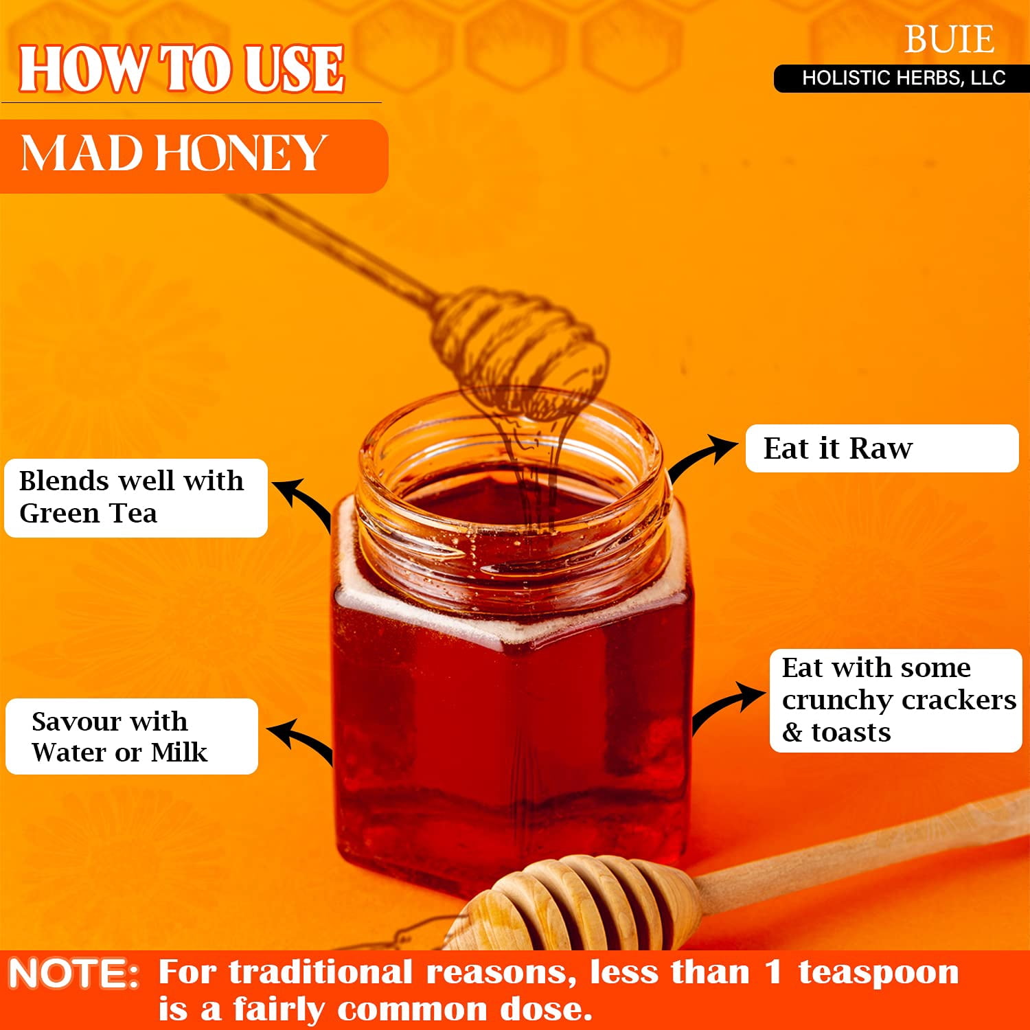 BUIE Mad Honey | Himalayan Honey | From Nectar of Rhododendron Plant | Medicinal Honey | 1 Teaspoon a day | 1.76 Oz. (50g)