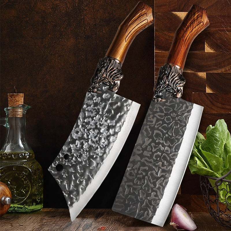 9PCS Professional Kitchen Chef Knife Set with Stainless Steel Utility Boning Cheese Pizza Fish Mini Pocket Cutters for Convenient Food Preparation—including Butcher Knives and Hand Tools