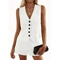 thumbnail image 3 of PRETTYGARDEN 2 Piece Sets for Women Spring Fashion Button Vest Tops High Waist Shorts Summer Business Casual Outfits, 3 of 9
