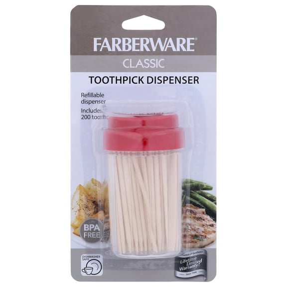 Farberware 5215825 Toothpick Dispenser, Plastic/Wood, Multicolored