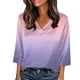 thumbnail image 2 of Xuyuer Women's Holiday Floral Print V-Neck 3/4 Sleeve Casual Loose Shirt, 2 of 5