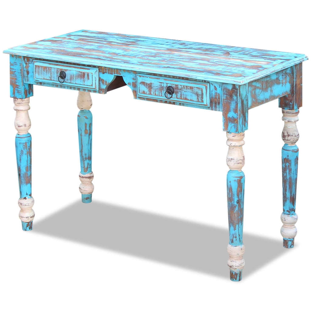 Kepooman Modern Solid Reclaimed Wood Workstation Desk with 2 Drawers for Home Office, Multi-color Kepooman Modern Solid Reclaimed Wood Workstation Desk with 2 Drawers for Home Office, Multi-color