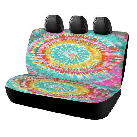 Colorful Swirls Tie-dye Printed Universal Back Bench Car Seat Cover Pack of 2 Rear Seat Covers for for Most Cars,Trucks,SUVs Or Van