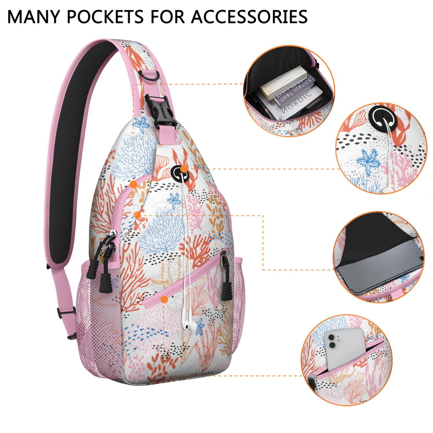 Tropical Crossbody Bag - Nautical Themed Lightweight Shoulder Backpack for Outdoor Adventures - Durable Anti-Theft Design for Beach, Travel, Urban Use
