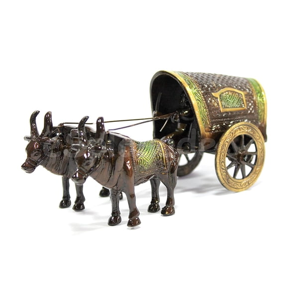 eSplanade - Bullock Cart Vintage Showpiece | Decorative Statue Sculpture Figurine - Home Decor | Brass - 8" Inches (L)