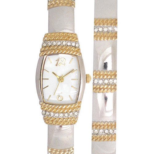 Elgin Women's TwoTone Bangle Watch and Matching Bracelet Set
