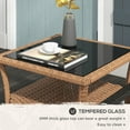 thumbnail image 5 of Outsunny 2-Tier Design Patio Wicker Coffee Table, Aluminum, Glass Top Side Table, Mixed Sand, 5 of 9