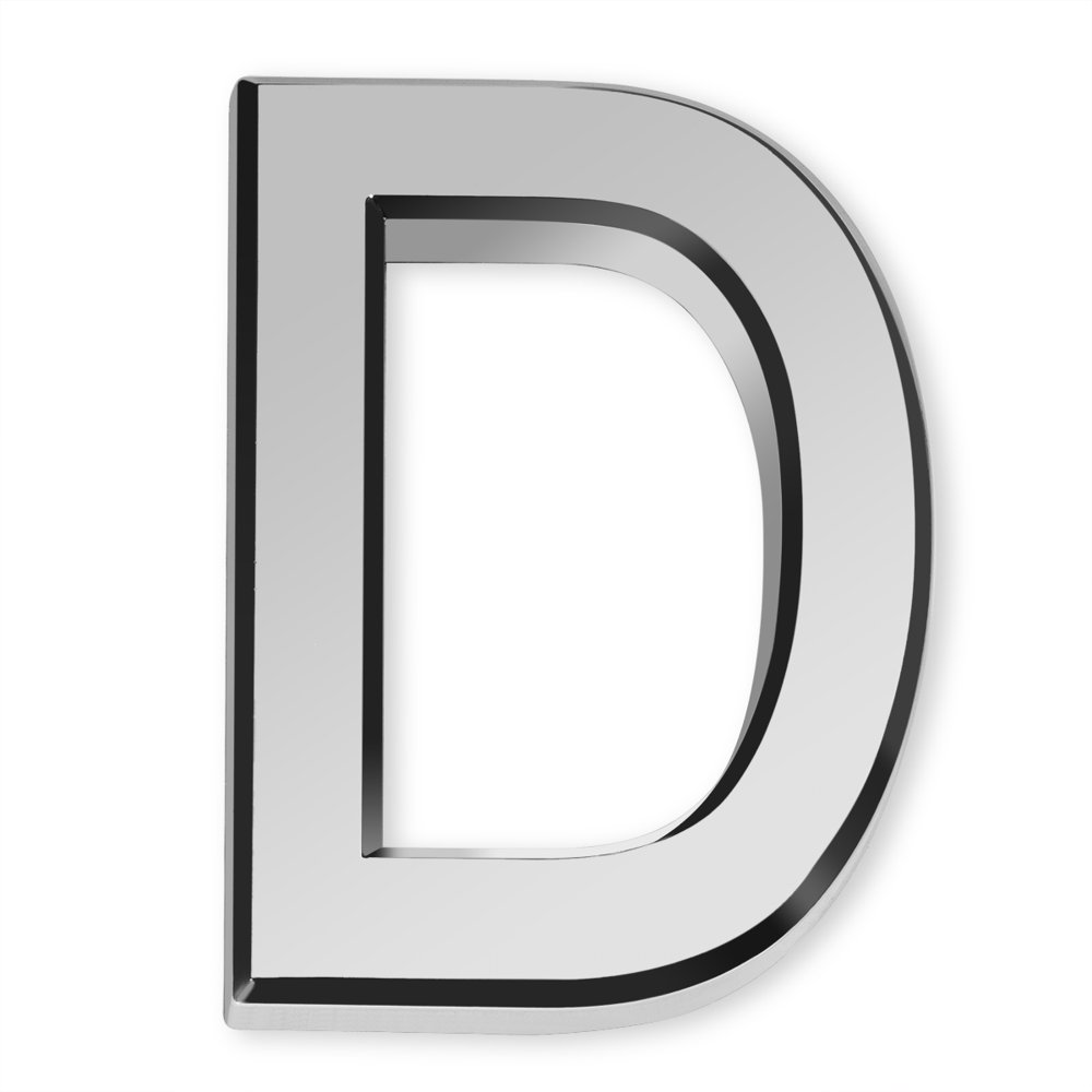 Barton 4" Floating House Letter Sign ABS Chrome Silver Letter D, House