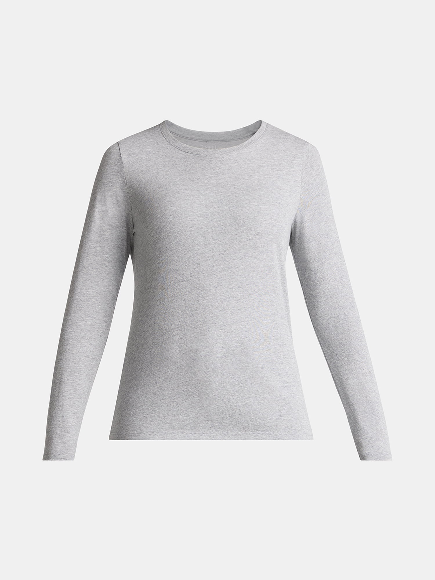 Time and Tru Women's Cotton Crewneck Tee with Long Sleeves, Sizes XS-XXXL