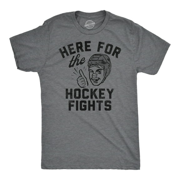 Mens Funny T Shirts Here for The Hockey Fights Sarcastic Ice Hockey Tee for Men Graphic Tees