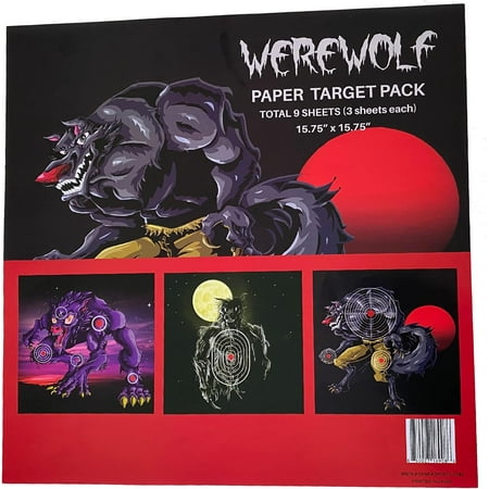 Werewolf Paper Targets for Archery and Shooting by KHAMPA 9 Pack 15.75 x 15.75