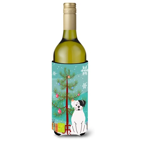 

Carolines Treasures BB4239LITERK Merry Christmas Tree White Boxer Cooper Wine Bottle Beverge Insulator Hugger Wine